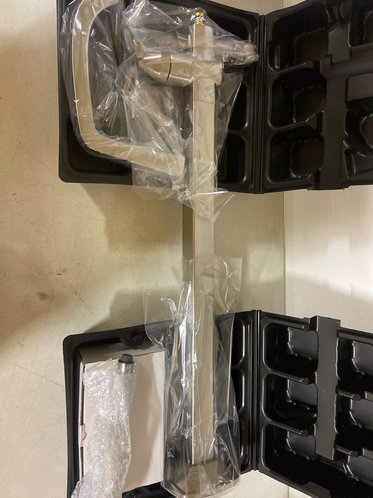 Delta T47766-SS-PR-FL Stryke Floor Mounted Tub Filler with Integrated Diverter, Hand Shower, and Helo Style Handle - Less Rough In - Lumicoat Stainless