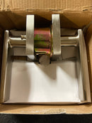 Weslock 007103N3NFR20 Utica Privacy Door Lever Set with Square Rose from the Transitional Collection - Satin Nickel
