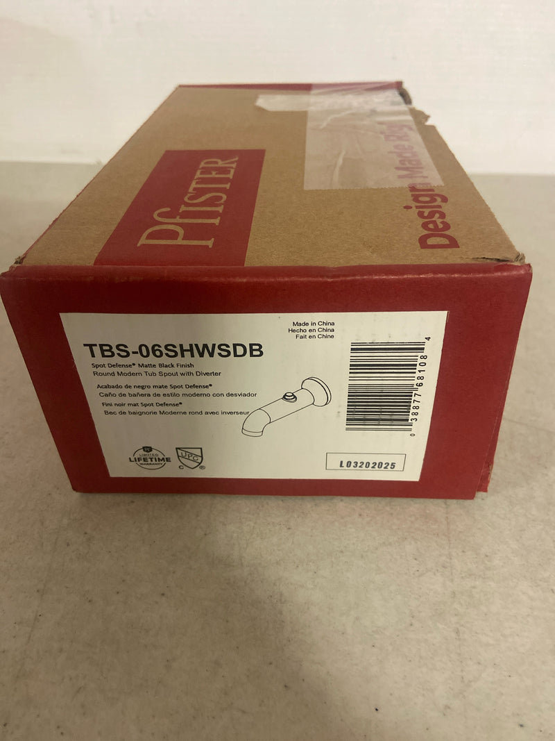 Pfister TBS-06SHWSDB Modern Round 7-1/8" Integrated Diverter Tub Spout - Spot Defense Matte Black
