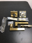 Baldwin PVSQUCSR044 Square Privacy Lever Set with Contemporary Square Rose - Satin Brass