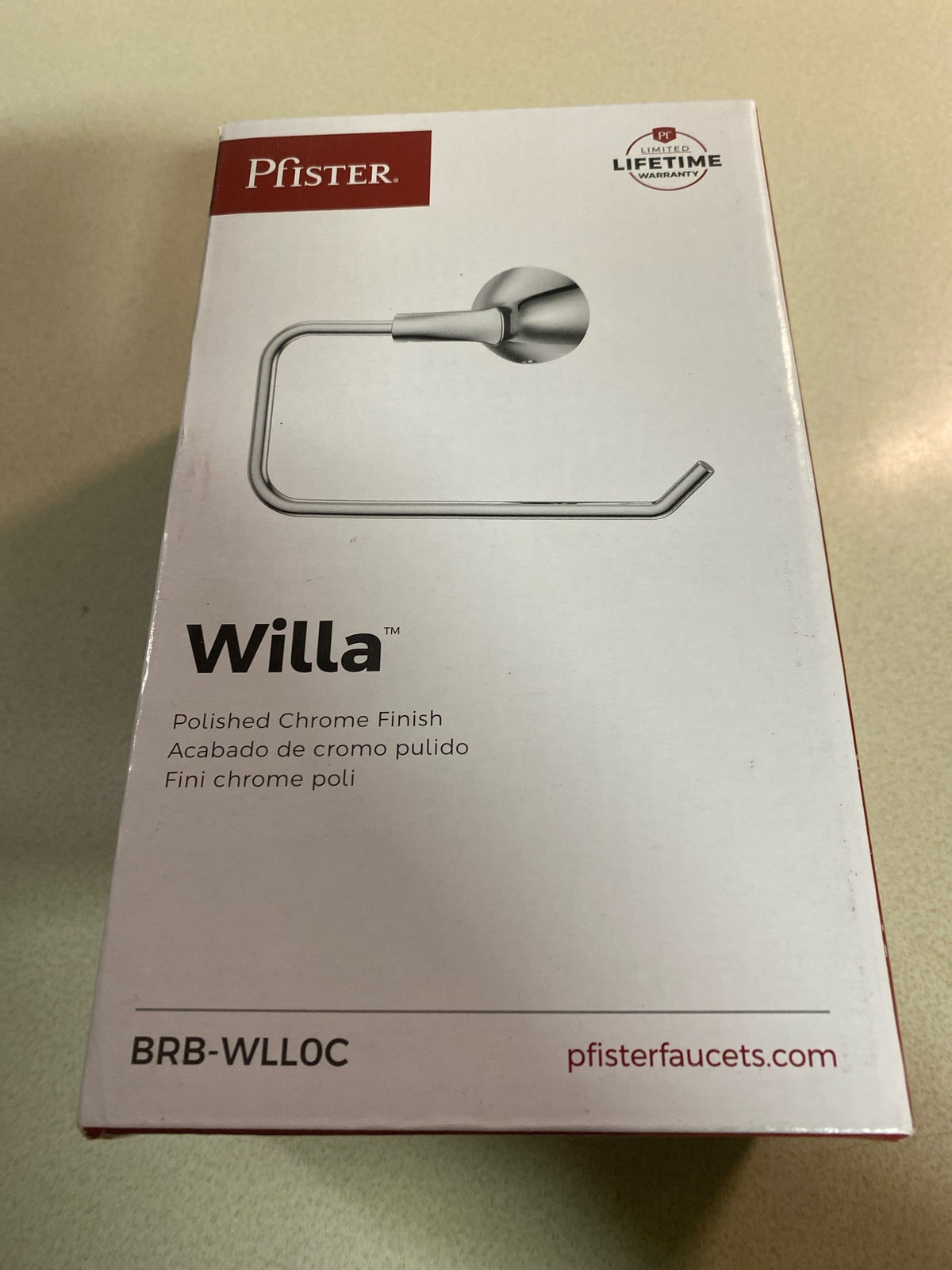 Pfister Willa Towel Ring, Hand Towel Holder for Bathroom, Wall-Mounted, Screw-In, Polished Chrome Finish, BRBWLL0C