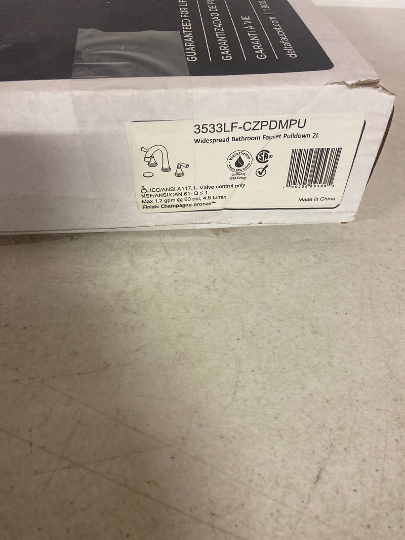 Delta 3533LF-CZPDMPU Kayra 1.2 GPM Widespread Pull Down Bathroom Faucet with Push Pop-Up Drain Assembly - Champagne Bronze