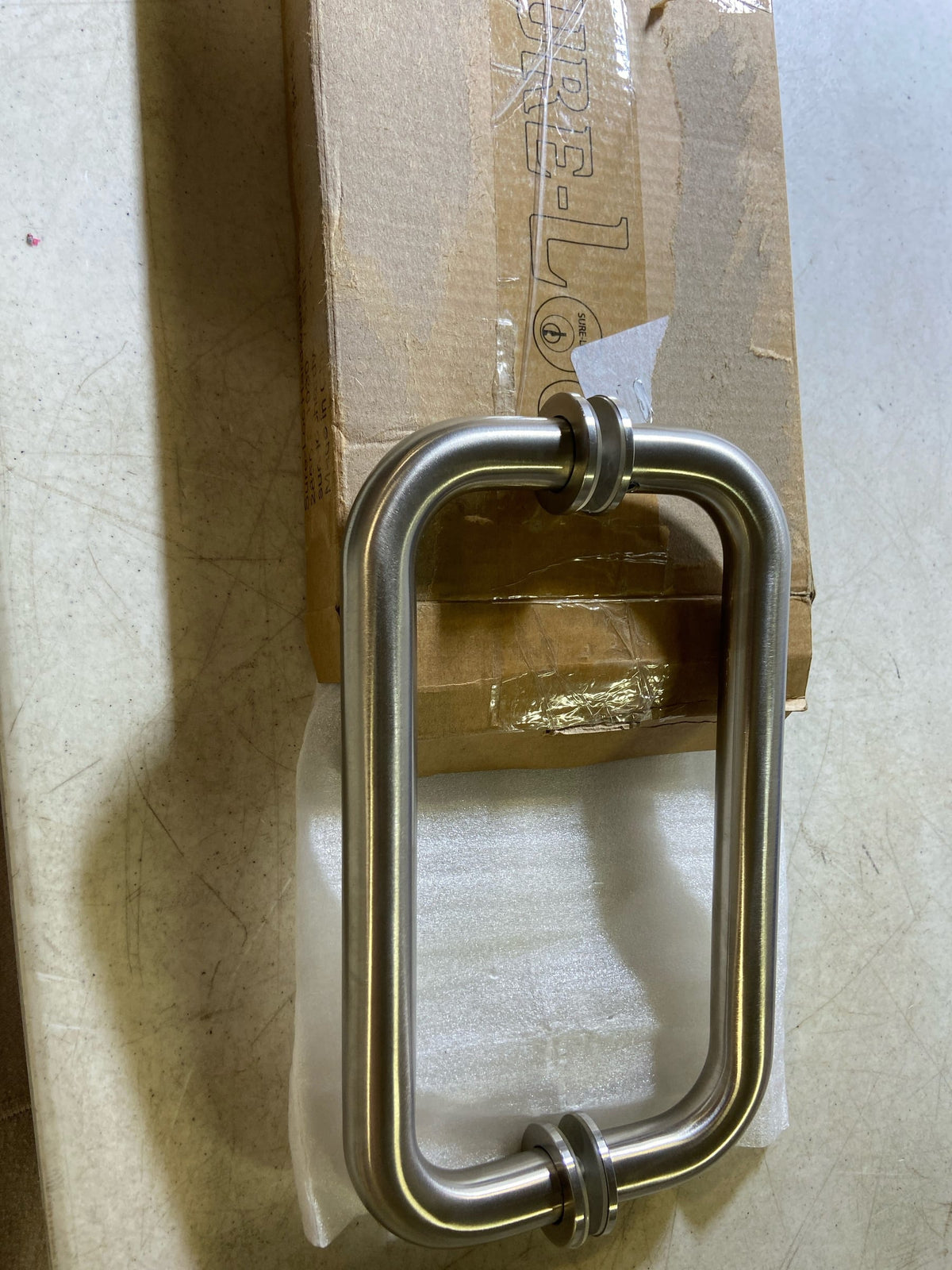 Sure-Loc SHR-1 32D C Shape 8" Center to Center Back to Back Shower Door Handle Pull Set - Satin Stainless