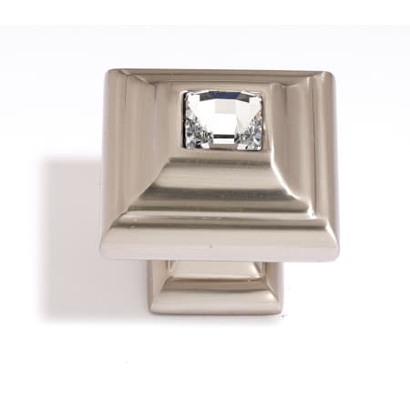 Alno C213-CLR/SN Crystal Series 1.25 Inch Square Luxury Designer Cabinet Knob with Swarovski Crystal - Satin Nickel