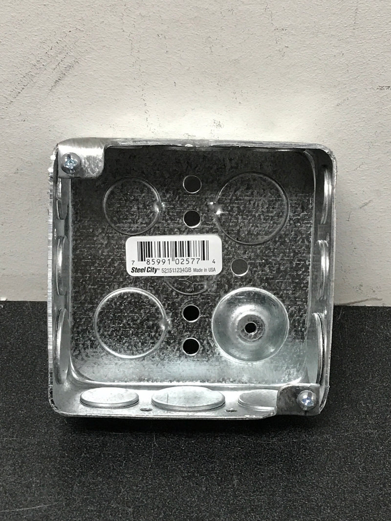 Steel city 521511234GB-50R 1-Gang 4 in. New Work Metal Electrical Wall Box with Ground Bump