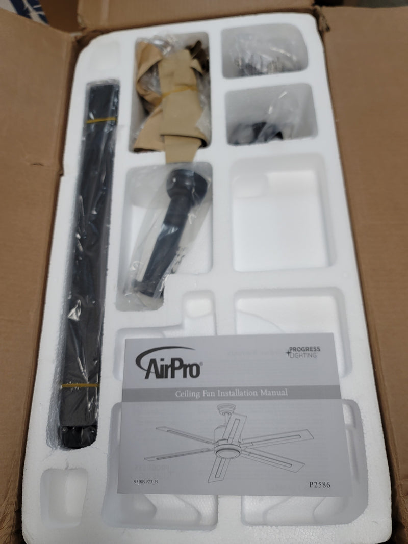 Progress Lighting P2586-7130K Glandon 60" 6 Blade Indoor Ceiling Fan with LED Light Kit and Remote Control - Gilded Iron