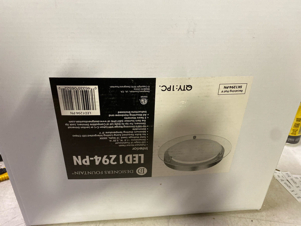 DESIGNERS FOUNTAIN LED1294-PN Edge Lit Flushmount, Polished Nickel