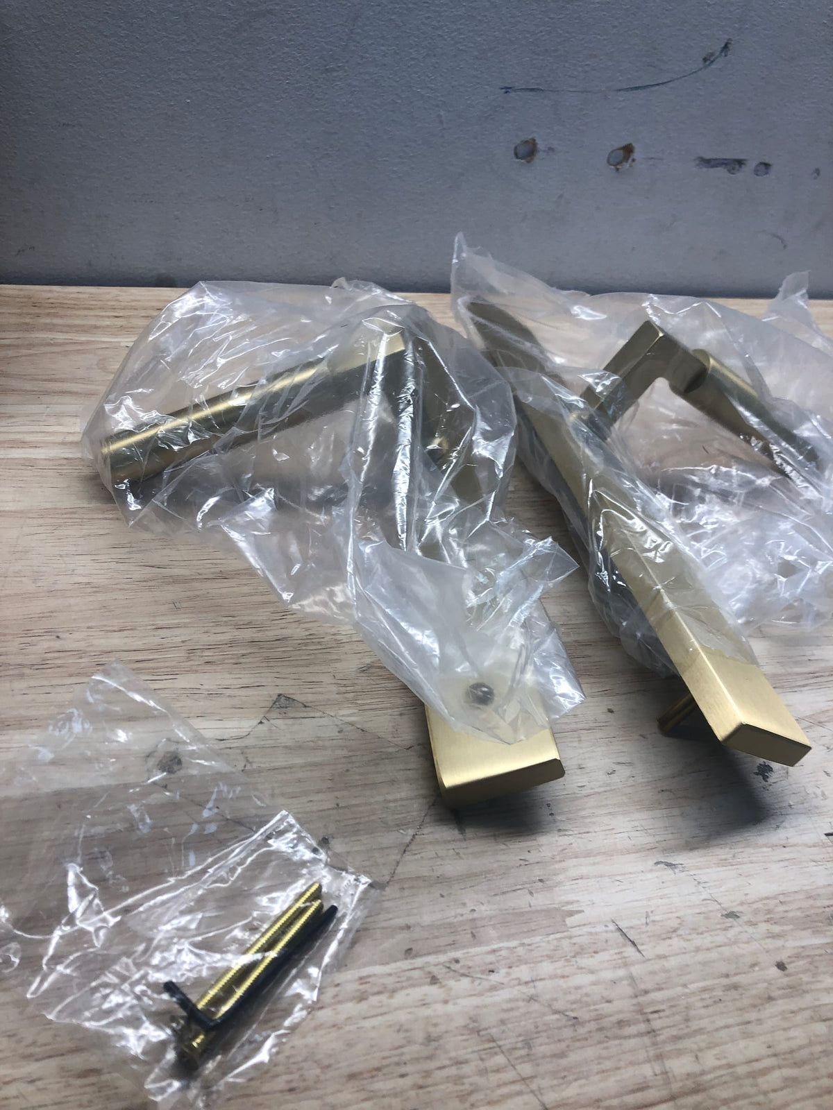 Emtek 15A5US4 Brass Modern Door Configuration 5 Inactive Multi Point Narrow Trim Lever Set with European Cylinder Below Handle - Satin Brass