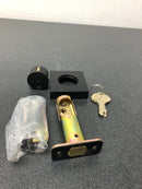 Emtek 8369US19 Square Style Brass Modern Double Cylinder Deadbolt - Flat Black