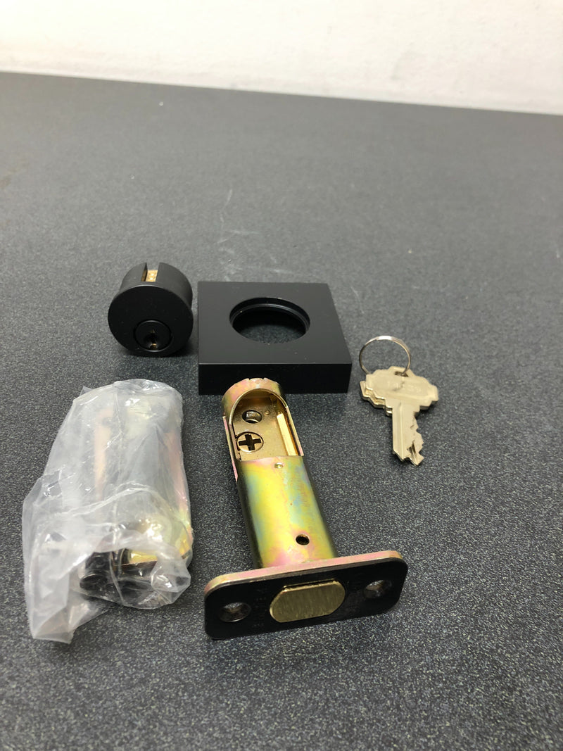 Emtek 8369US19 Square Style Brass Modern Double Cylinder Deadbolt - Flat Black