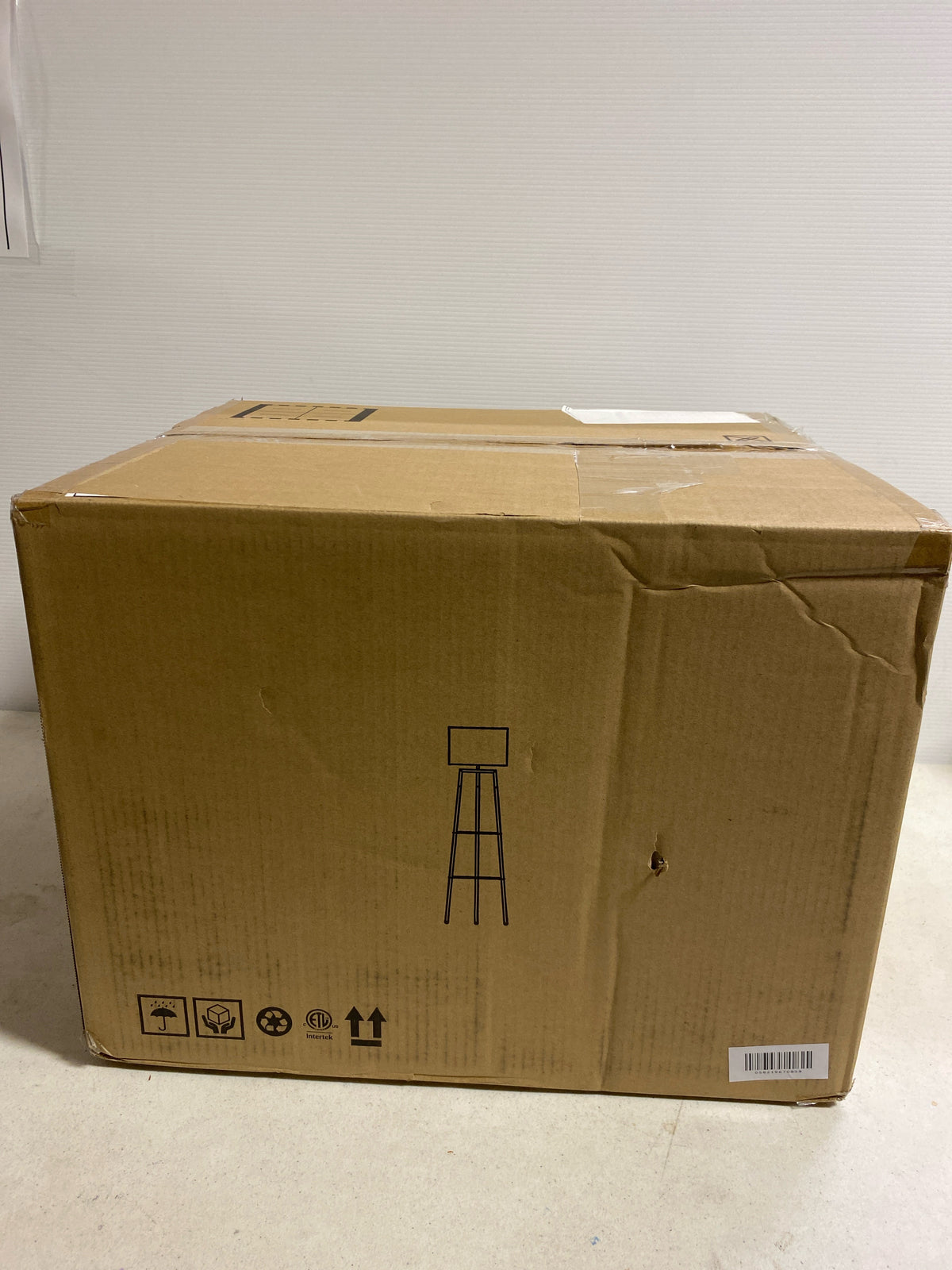 GLOBE Electric 67085 61" Shelf Floor Lamp, Dark Walnut Finish, White Shade, Built-in Shelves, On/Off Rotary Switch on Socket, CEC Title20 Led Bulb Included