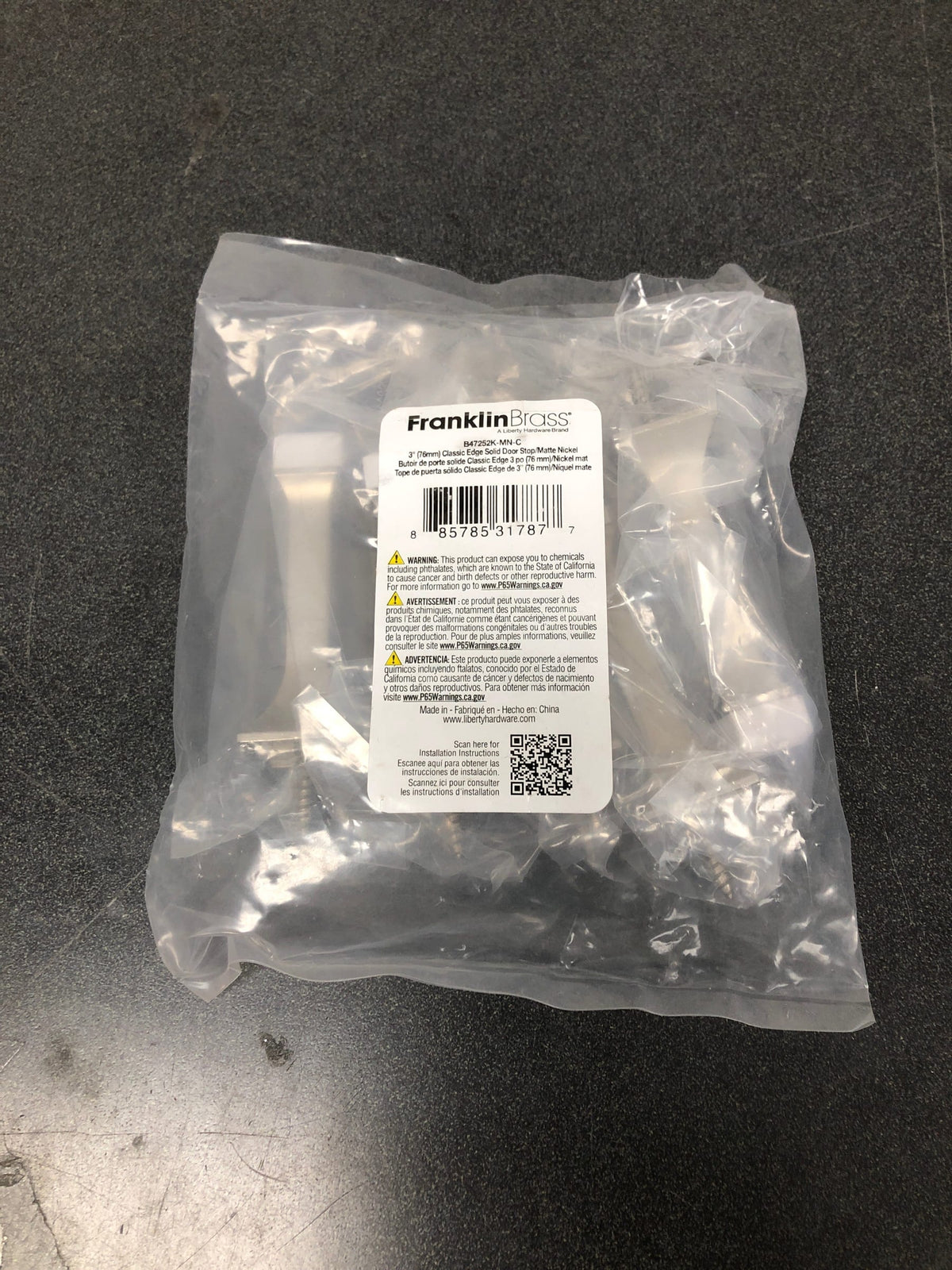 Franklin Brass B47252K-MN-C Classic Edge 3 Inch Baseboard Mounted Rigid Door Stop - Pack of 5 - Matte Nickel