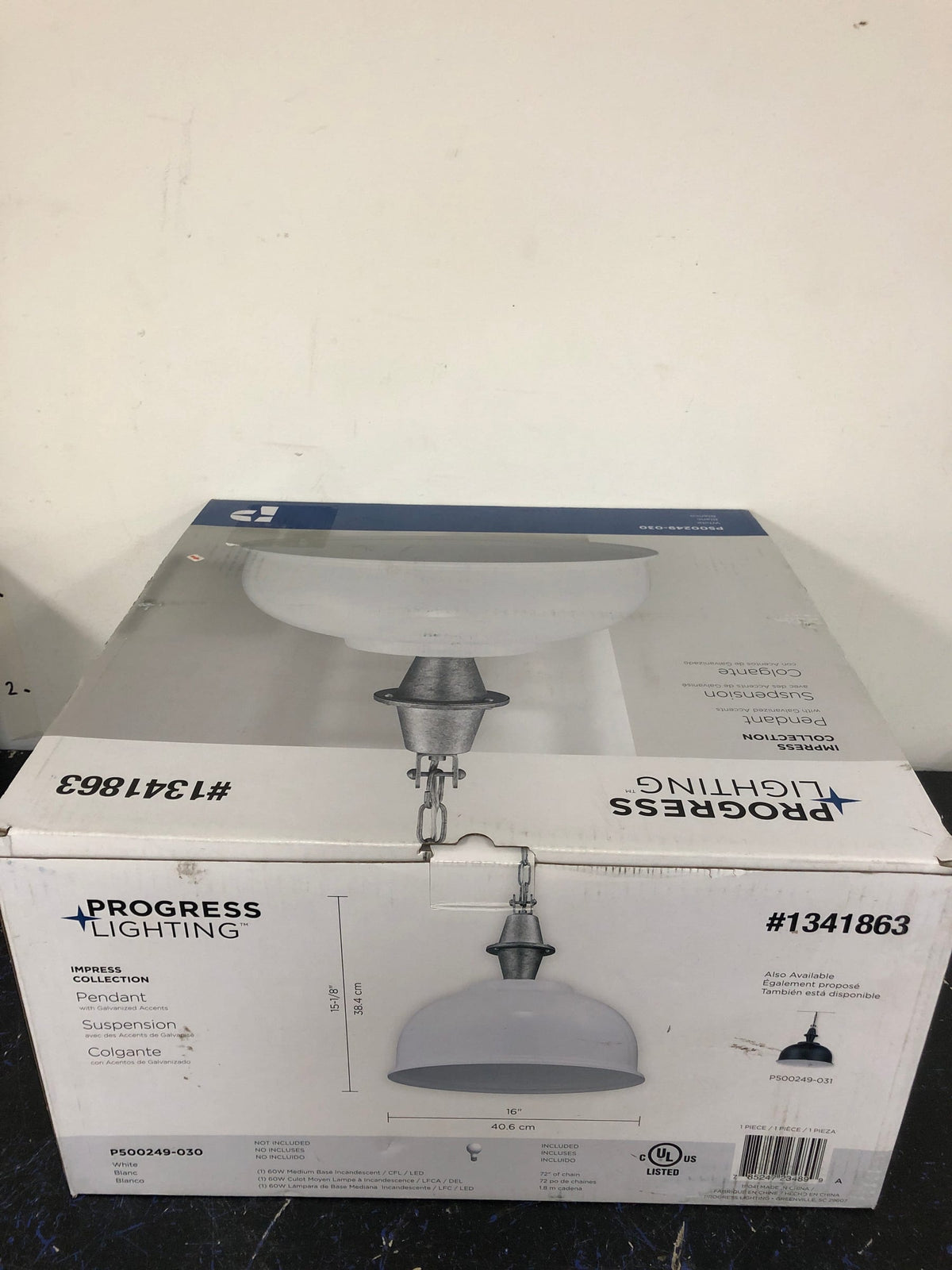 Progress Lighting Impress White Industrial Dome Led; Hanging Pendant Light