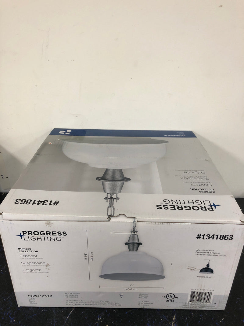 Progress Lighting Impress White Industrial Dome Led; Hanging Pendant Light