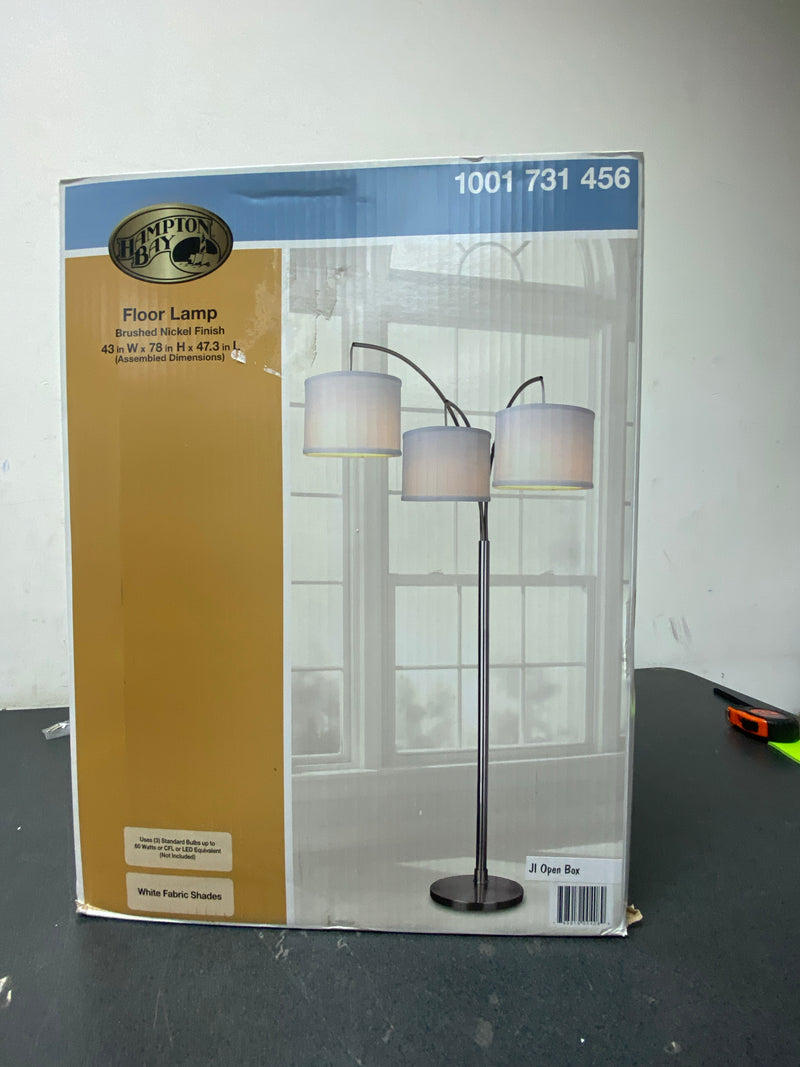 Hampton bay AF40818SA 78 in. Height 3-Arc Floor Lamp - Brushed Nickel Finish