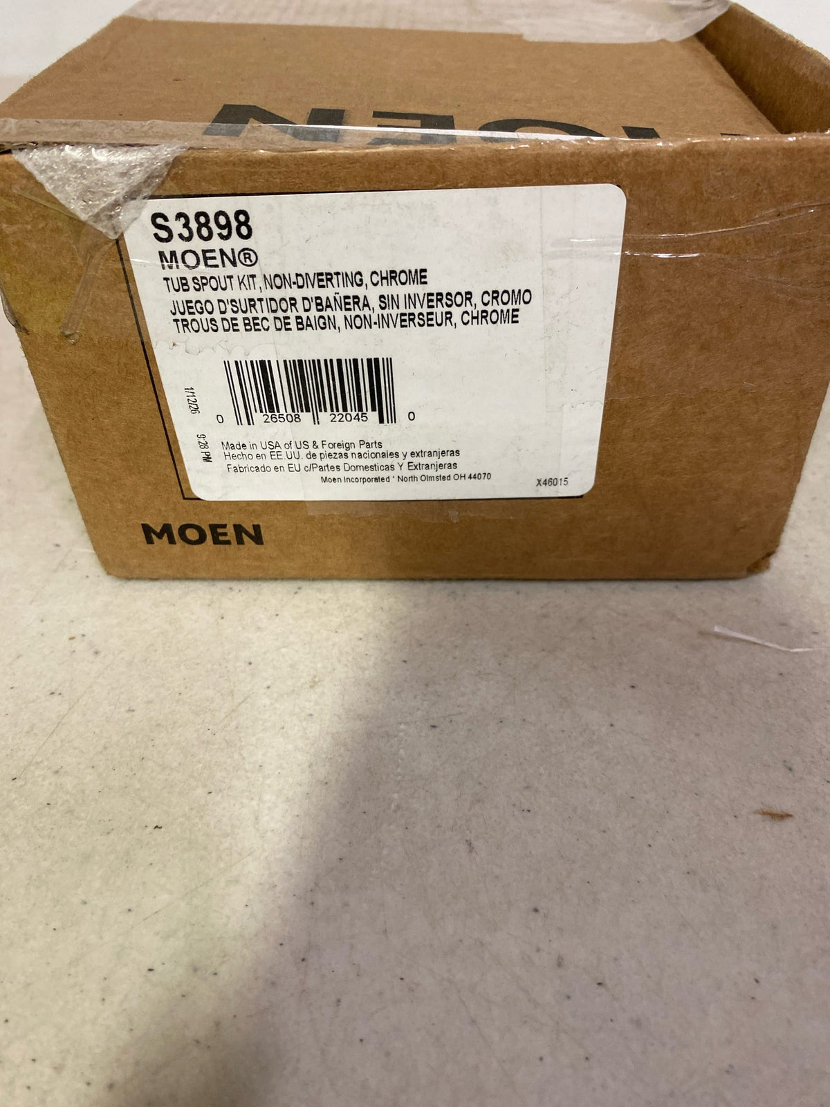 Moen S3898 90-Degree Non Diverter Spout, Chrome