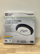 Commercial electric JJU3011L-2/MB 13 in. Matte Black Selectable LED Flush Mount