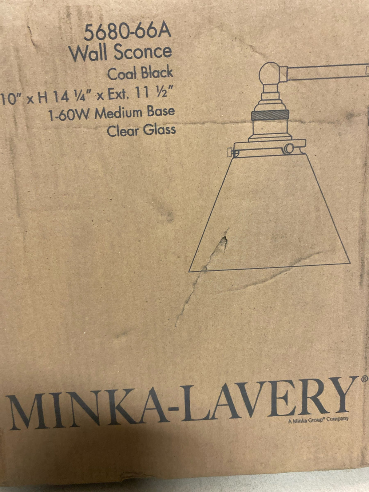Minka Lavery 5680-66A Barwell 14" Tall Bathroom Sconce with Clear Glass Shade - Coal