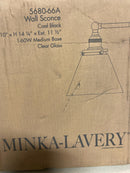 Minka Lavery 5680-66A Barwell 14" Tall Bathroom Sconce with Clear Glass Shade - Coal