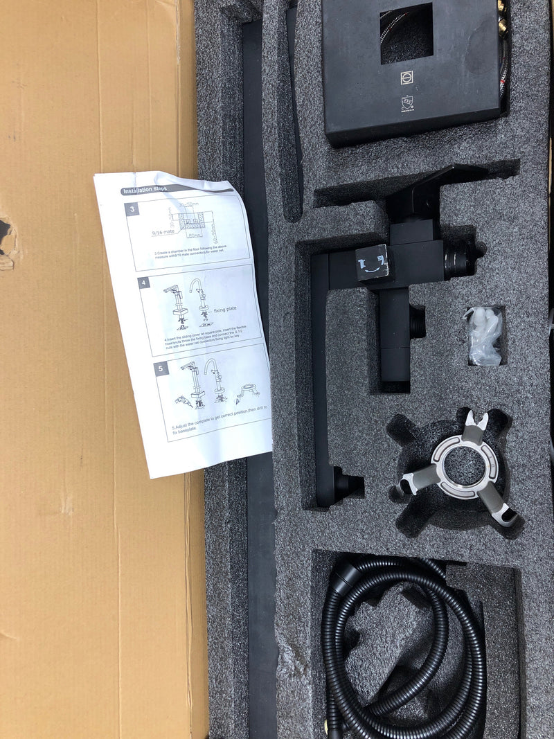 Elegant Lighting FAT-8002MBK Henry Floor Mounted Clawfoot Tub Filler with Built-In Diverter - Includes Hand Shower - Matte Black