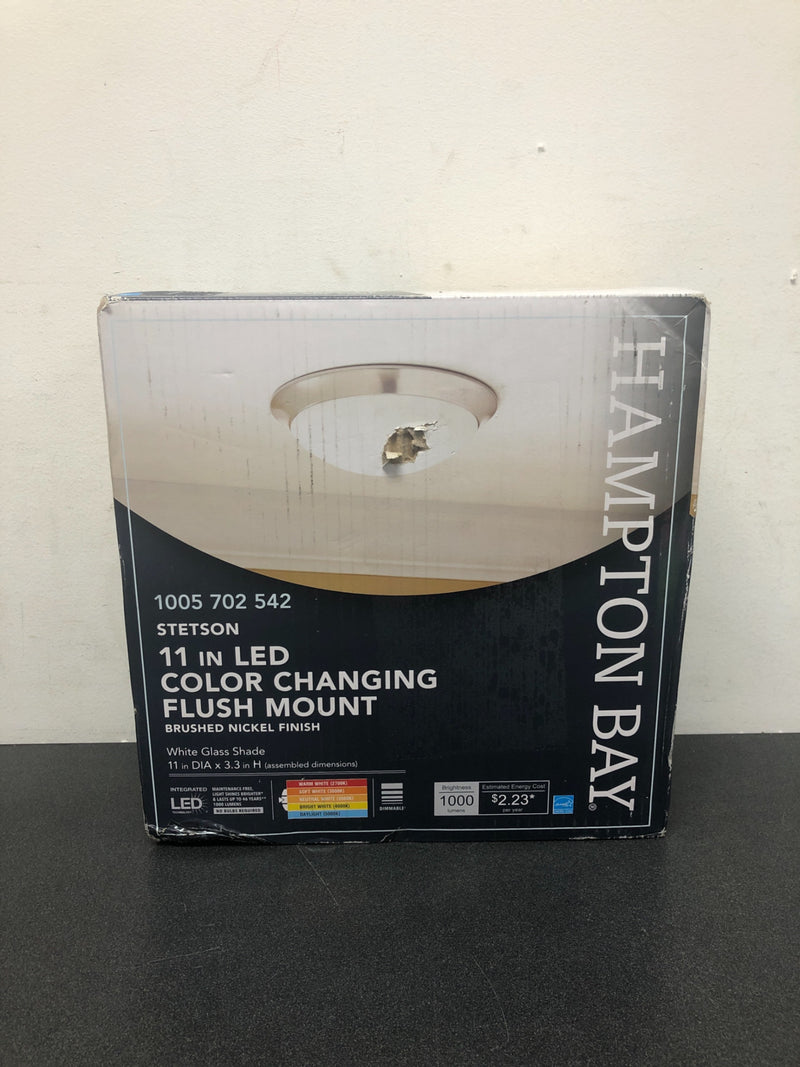 Hampton bay HB1022C-5CCT-35 Stetson 11 in. 1-Light Brushed Nickel Selectable CCT LED Ceiling Light Flush Mount