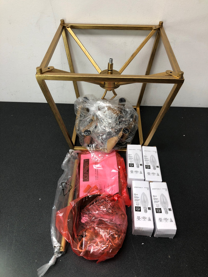 JONATHAN Y Lighting JYL7436B Pagoda 4 Light 12" Wide LED Taper Candle Pendant - Antique Gold