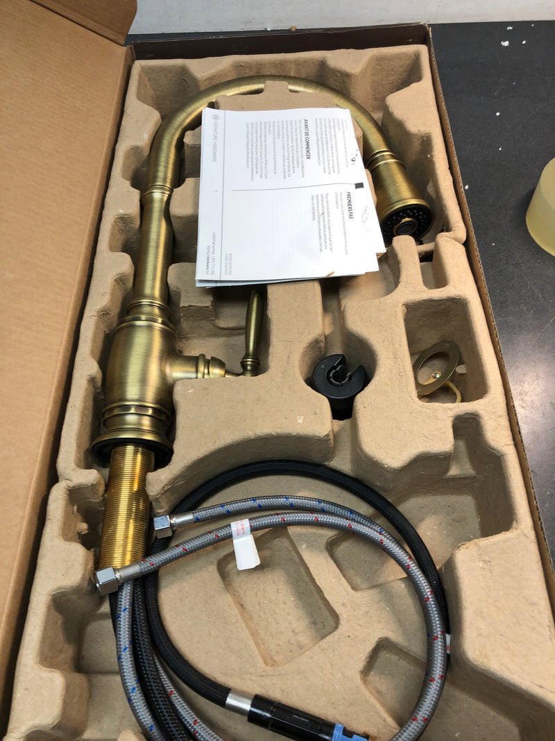 Signature Hardware 481708 Finnian 1.75 GPM Pull-Down Kitchen Faucet - Aged Brass