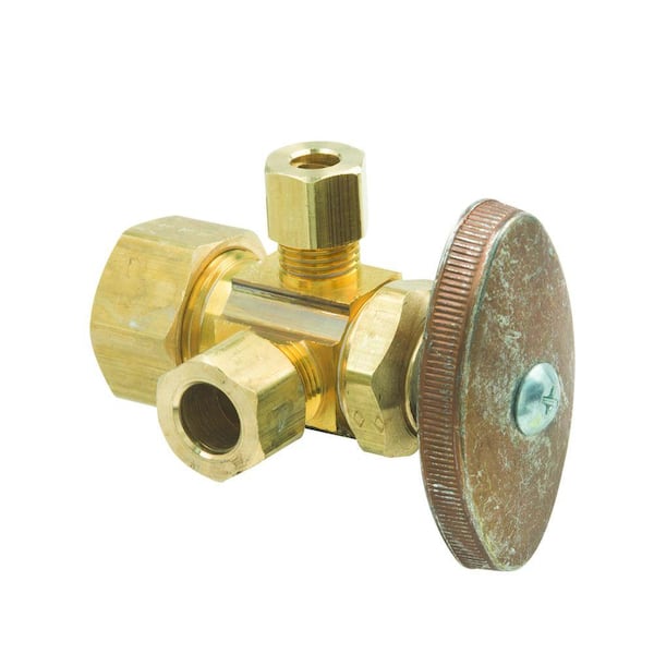 Brasscraft CR1900RX R1 1/2 in. Nominal Compression Inlet x 3/8 in. O.D. Compression x 1/4 in. O.D. Compression Dual Outlet Multi-Turn Valve