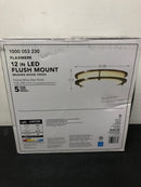 Hampton bay HB1023C-35 Flaxmere 11.8 in. Brushed Nickel LED Flush Mount Ceiling Light with Frosted White Glass Shade