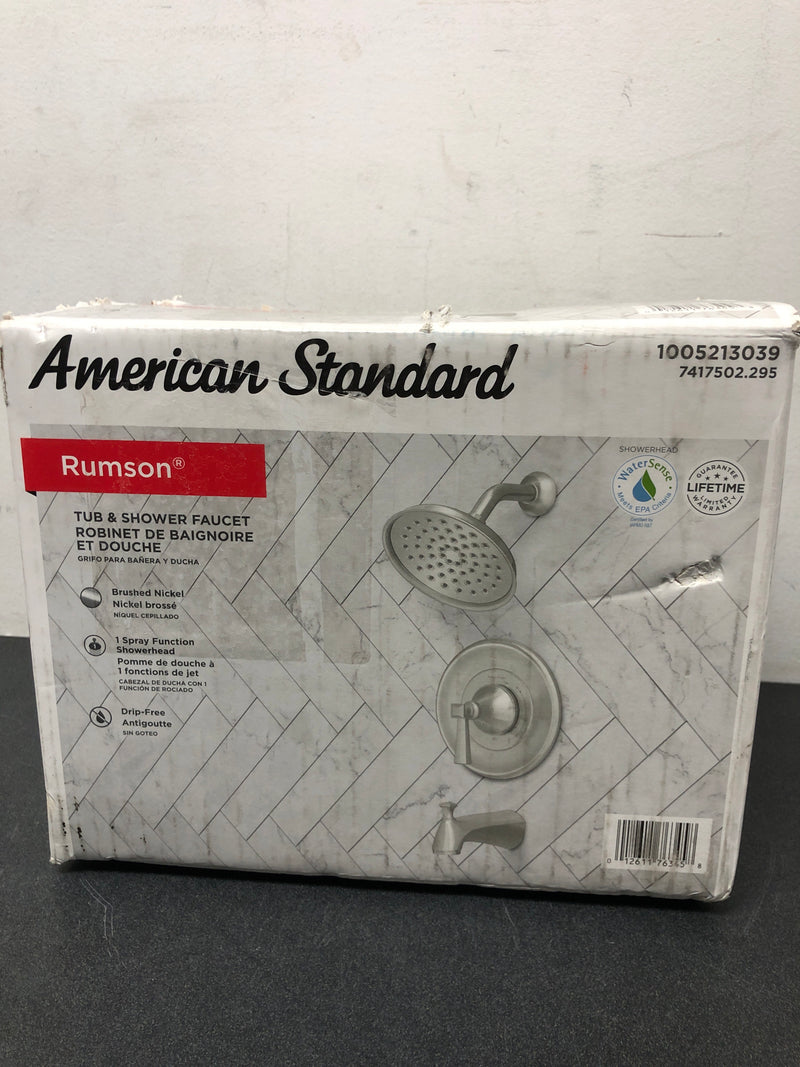 American standard 7417502.295 Rumson Single-Handle 1-Spray Tub and Shower Faucet with 1.8 GPM in Brushed Nickel Valve Included