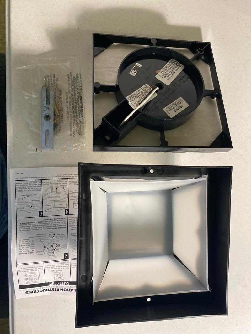 Progress Lighting P5744-31 Ceiling Mount Series 8-1/4" Single-Light Polypropylene Outdoor Flush Mount Ceiling Fixture with One-Piece White Acrylic Diffuser - Black