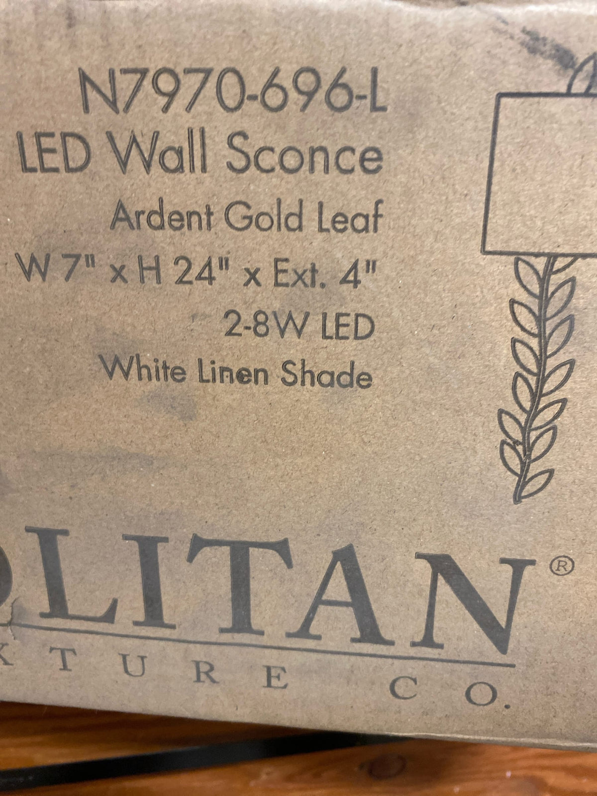 Metropolitan N7970-696-L Arbor Grove 24" Tall LED Wall Sconce - Ardent Gold Leaf