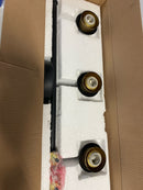 Globe electric 51853 Harrow 26.3 in. 3-Light Dark Bronze Vanity Light with Antique Brass Accents and Clear Glass Shades for Bathroom