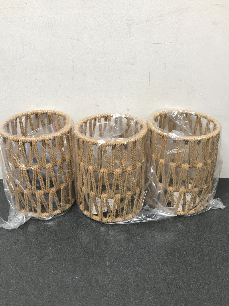 Pudo Chandelier40-W143073030 Flush Mount Boho 3-Light Brown Cage Pendant Light