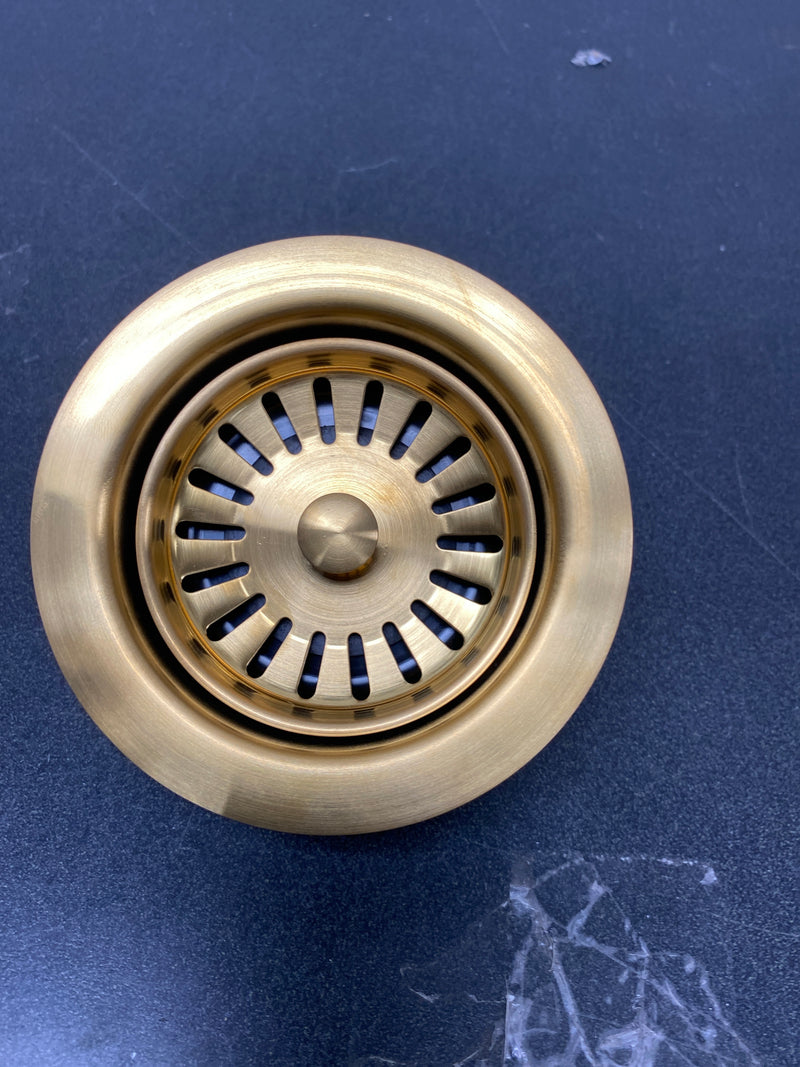 Signature Hardware 479905 3-1/2" Garbage Disposal Flange with Basket Strainer - Fits Sinks Up to 5/8" Thick - Brushed Gold