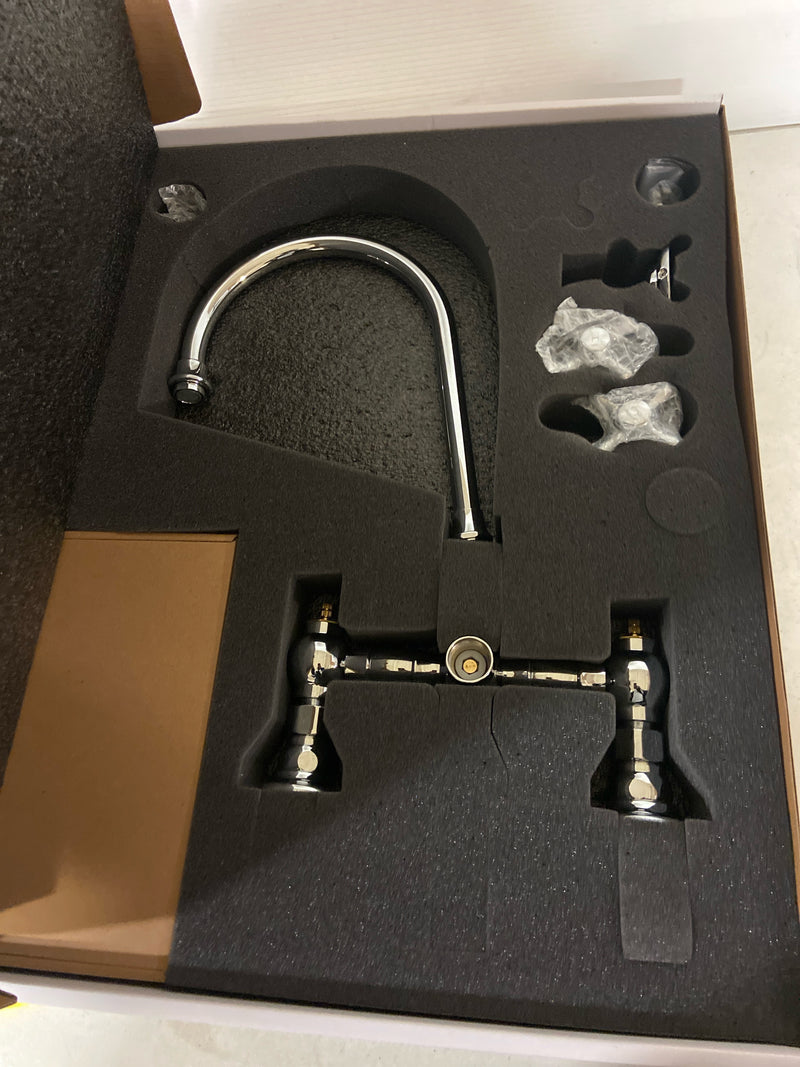 Vintage III Plus Wall Mount Faucet with a Long Gooseneck Swivel Spout, Cross Handles, and Solid Brass Side Spray, Polished Chrome Finish WHKWCR3-9301-NT-C