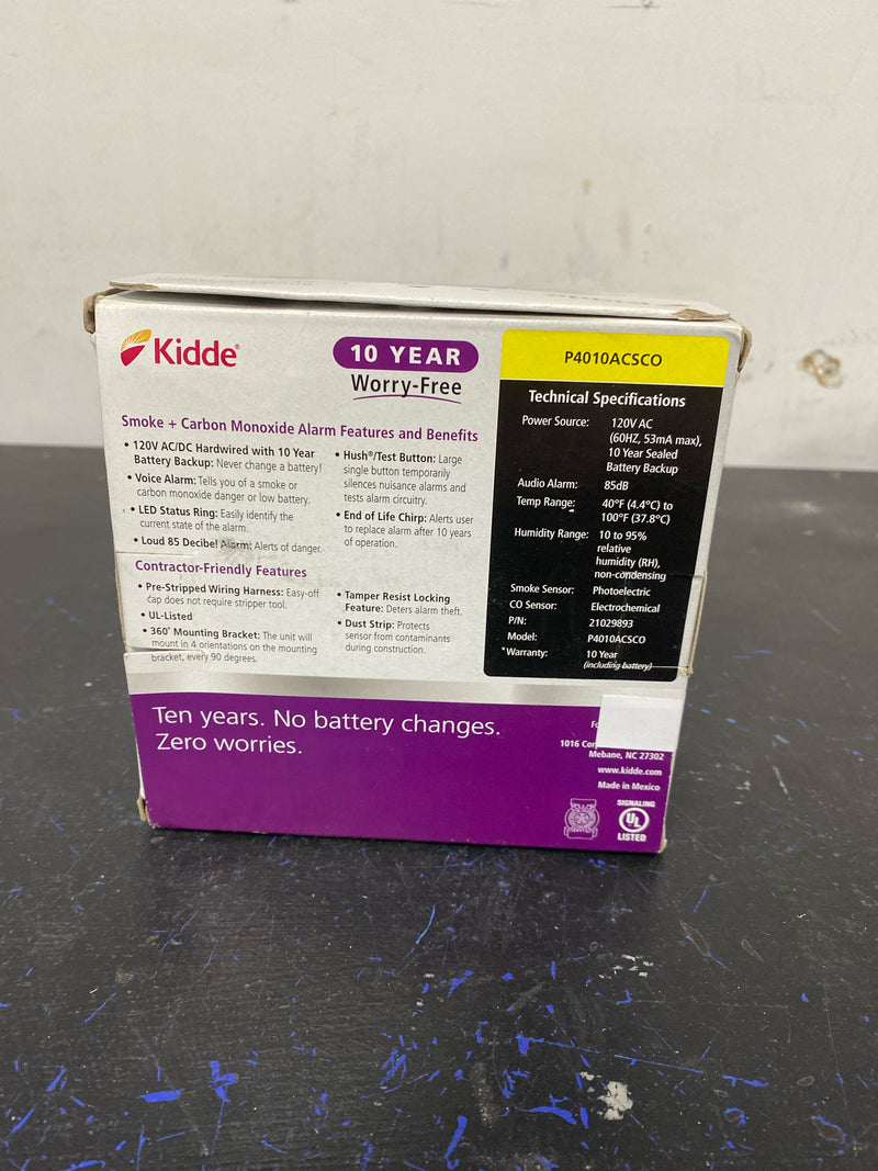 Kidde 21029893 10 Year Worry-Free Hardwired Combination Smoke and Carbon Monoxide Detector with Voice Alarm and Ambient Light Ring
