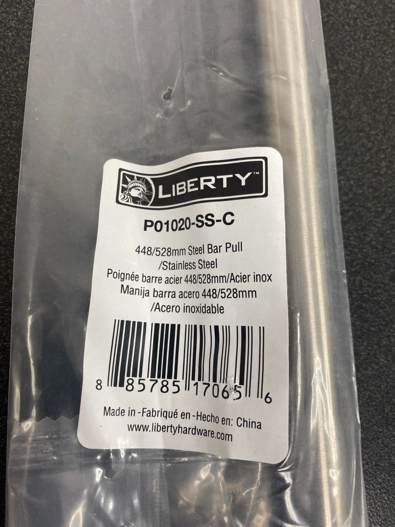 Liberty P01020-SS-C 17-5/8 in. (448mm) Center-to-Center Brushed Steel Bar Drawer Pull