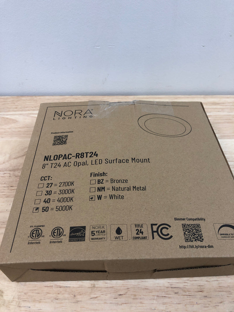 Nora Lighting NLOPAC-R8T2450W Opal 9-1/2" Wide 5000K LED Flush Mount Ceiling Fixture - White
