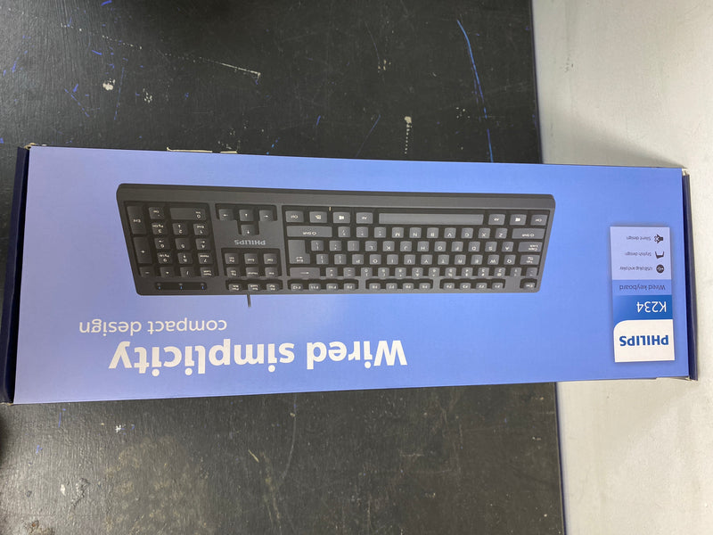 Philips USB Keyboard for Home or Office — Full-Sized Wired Computer Keyboard with Foldable Shoulders | 104/105 Quiet-Click Keys, Ergonomic, Low-Profile | Plug & Play (SPK6234)