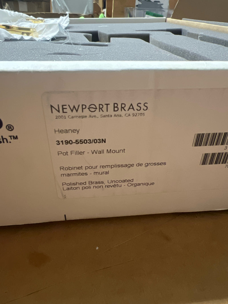 Newport Brass 3190-5503/03N Heaney 4.5 GPM Wall Mounted Single Hole Pot Filler - Uncoated Polished Brass - Living