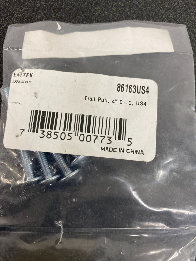 Emtek 86163US4 Trail 4 Inch Center to Center Handle Cabinet Pull - Satin Brass