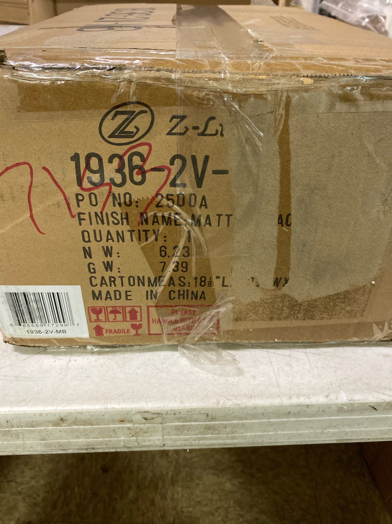 Z-Lite 1936-2V-MB Astor Vanity, 2-Light 120 Total Watts, Matte Black