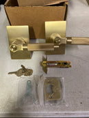 Emtek C5112US4.LSUS4.KNUS4 Knurled L-Square Passage Door Lever Set with Modern Rectangular Rose and Concealed Screws from the SELECT Brass Collection - Satin Brass