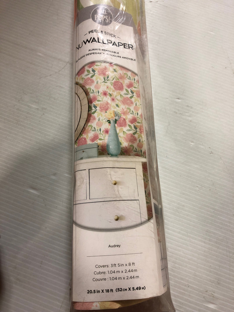 Nuwallpaper NU6006 Pink Audrey Vinyl Peel and Stick Wallpaper Roll