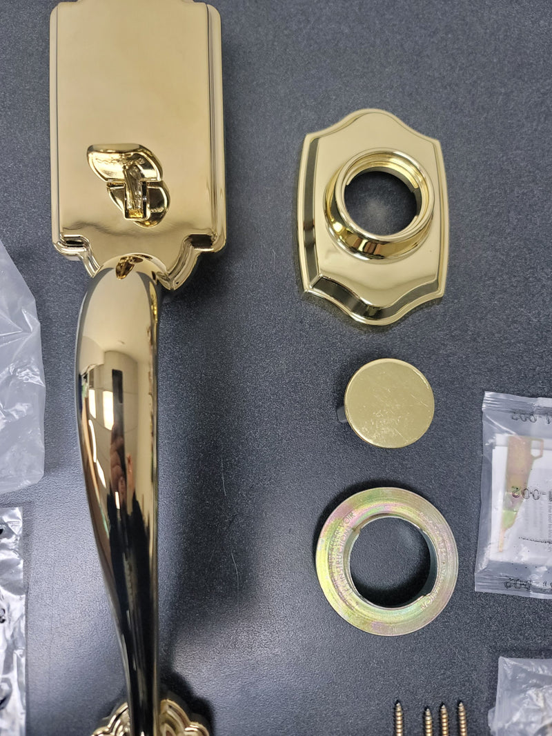 Kwikset 802ANLIP-L03V1 Signature Series Arlington Dummy Handleset - Exterior Only - Lifetime Polished Brass