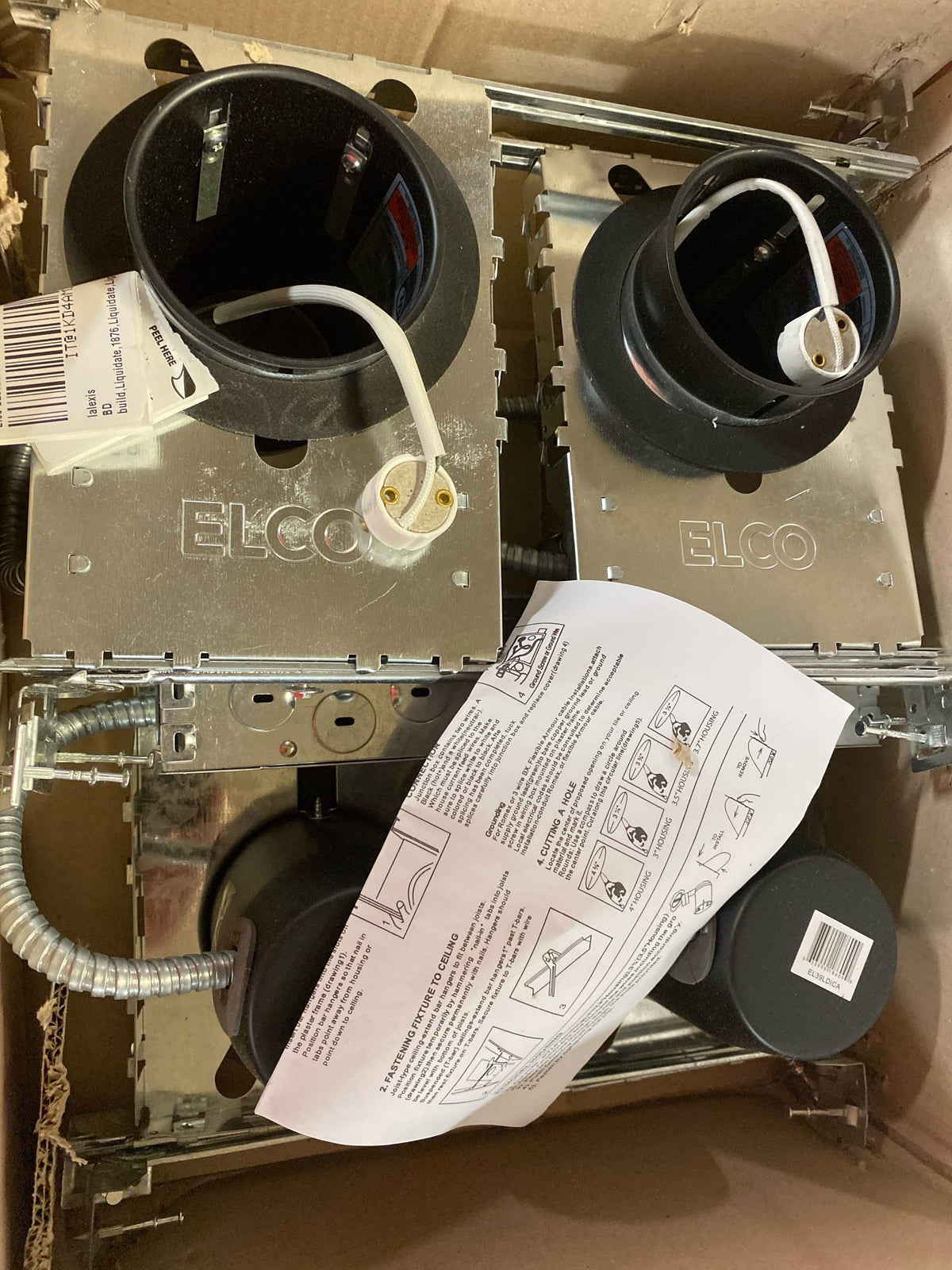 Elco EL39LDICA GU10 New Construction Recessed Housing for 3-1/2" Trims - Airtight 120 Volt - 6 pack