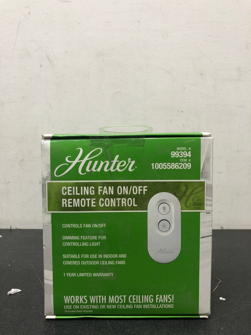 Hunter 99394 Universal On/Off Damp Rated Ceiling Fan Remote Control White