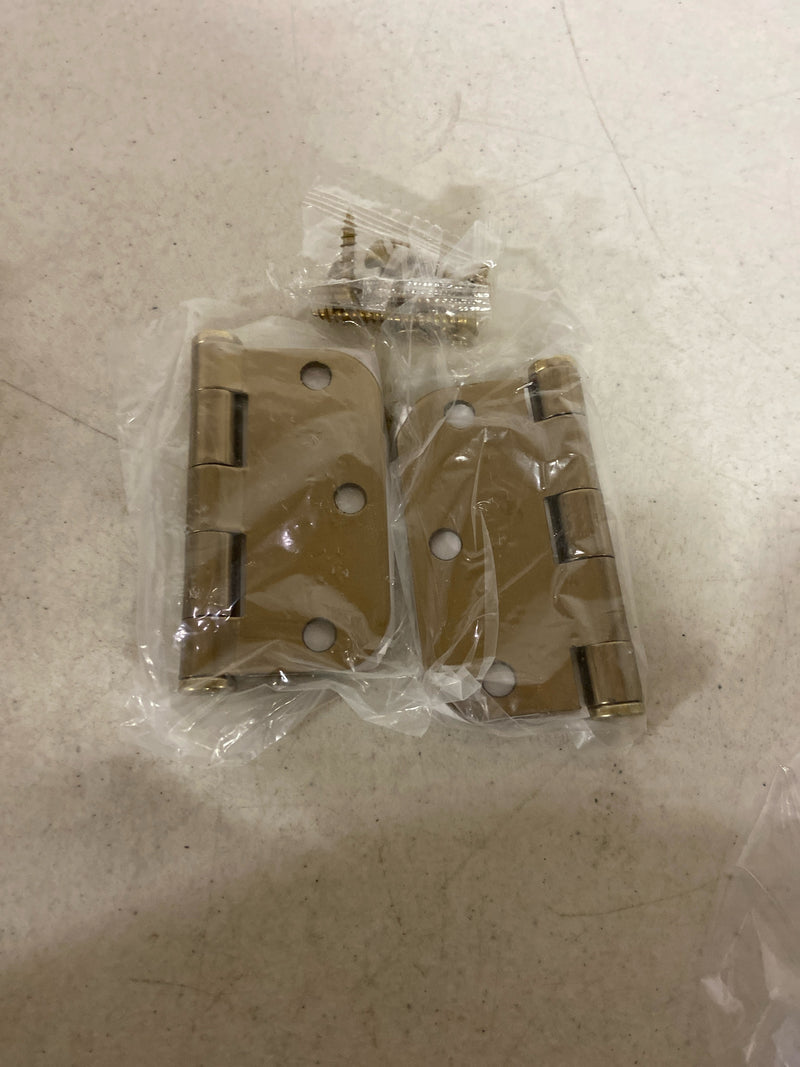 Emtek 92033US7 3-1/2" x 3-1/2" Plated Steel Heavy Duty 5/8" Radius Round Corner Plain Bearing Hinges - Pair - French Antique