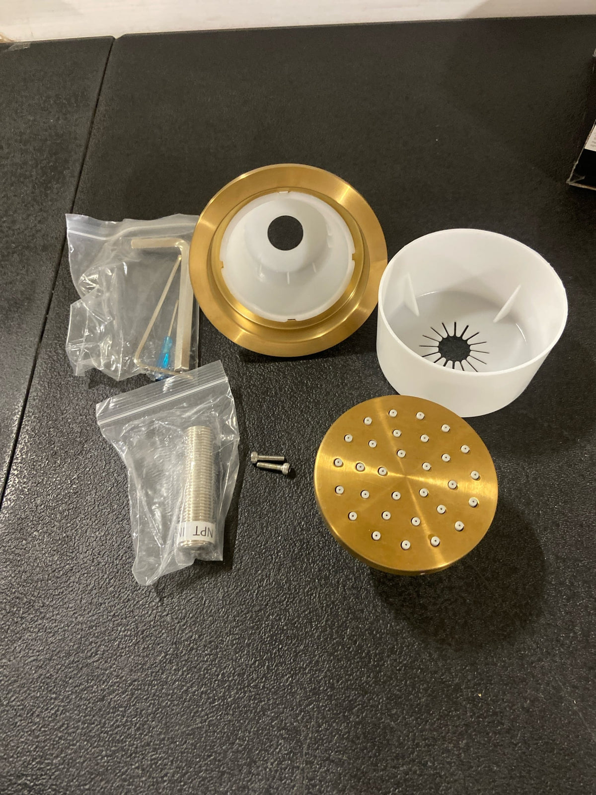 Signature Hardware 476938 4-3/4" Wide Round Flush-Mount Brass Body Spray with Rubber Spray Nozzles